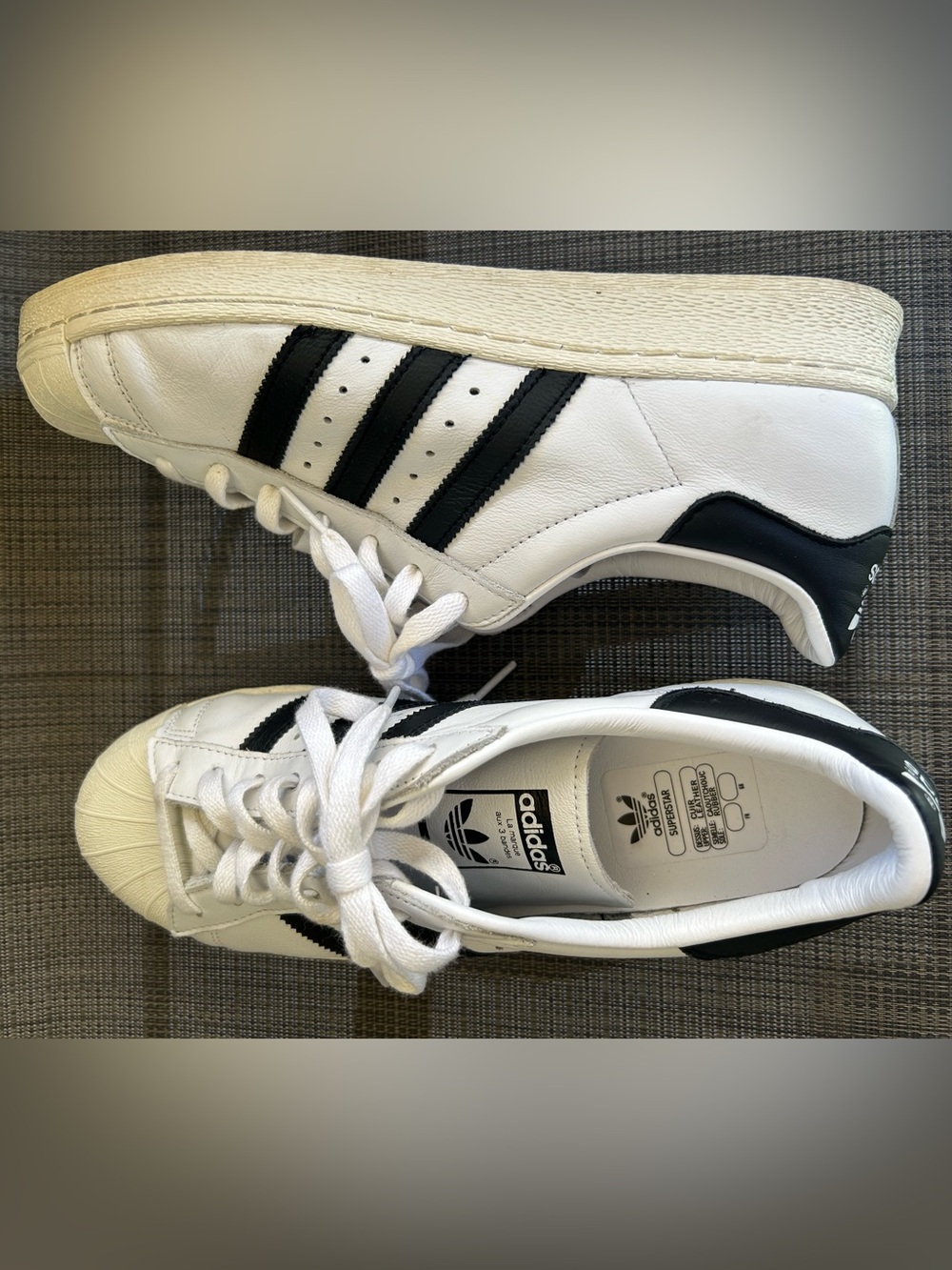 adidas Men’s White Sneakers with Black Three-Stripes